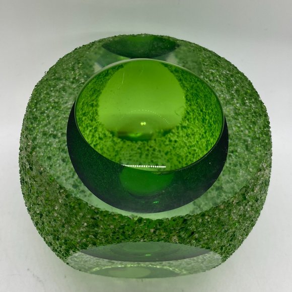 MCM OVERSHOT Hand-blown Green Glass Candleholder - Picture 3 of 4